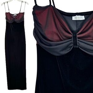 Basic USA Velvet Velour Bodycon Spaghetti Strap Maxi Dress